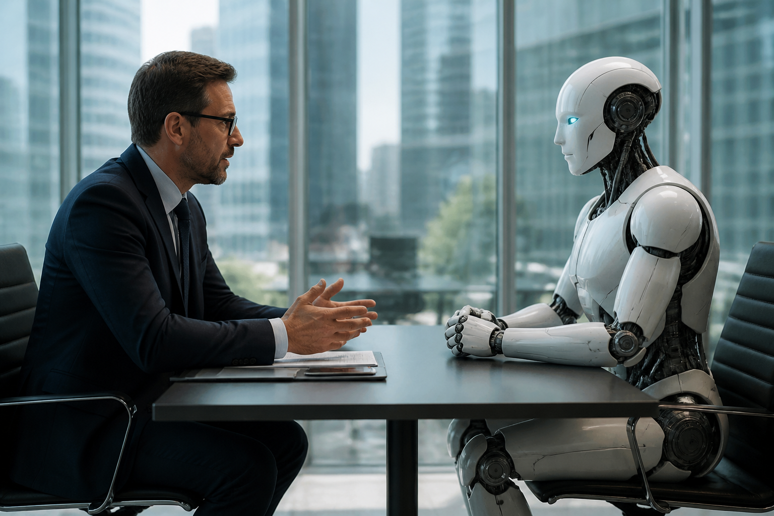 Enterprise leader collaborating with an AI system